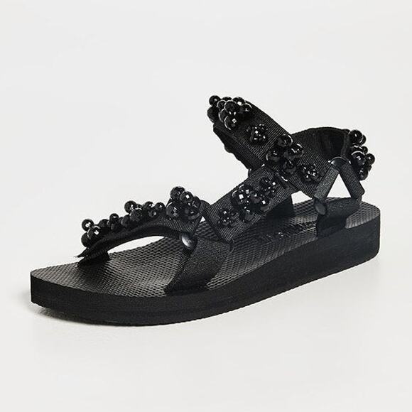 Arizona Love Shoes - NWOT Arizona Love Trekky Bead-Embellished Hiking Sandals Black Women's EU 39